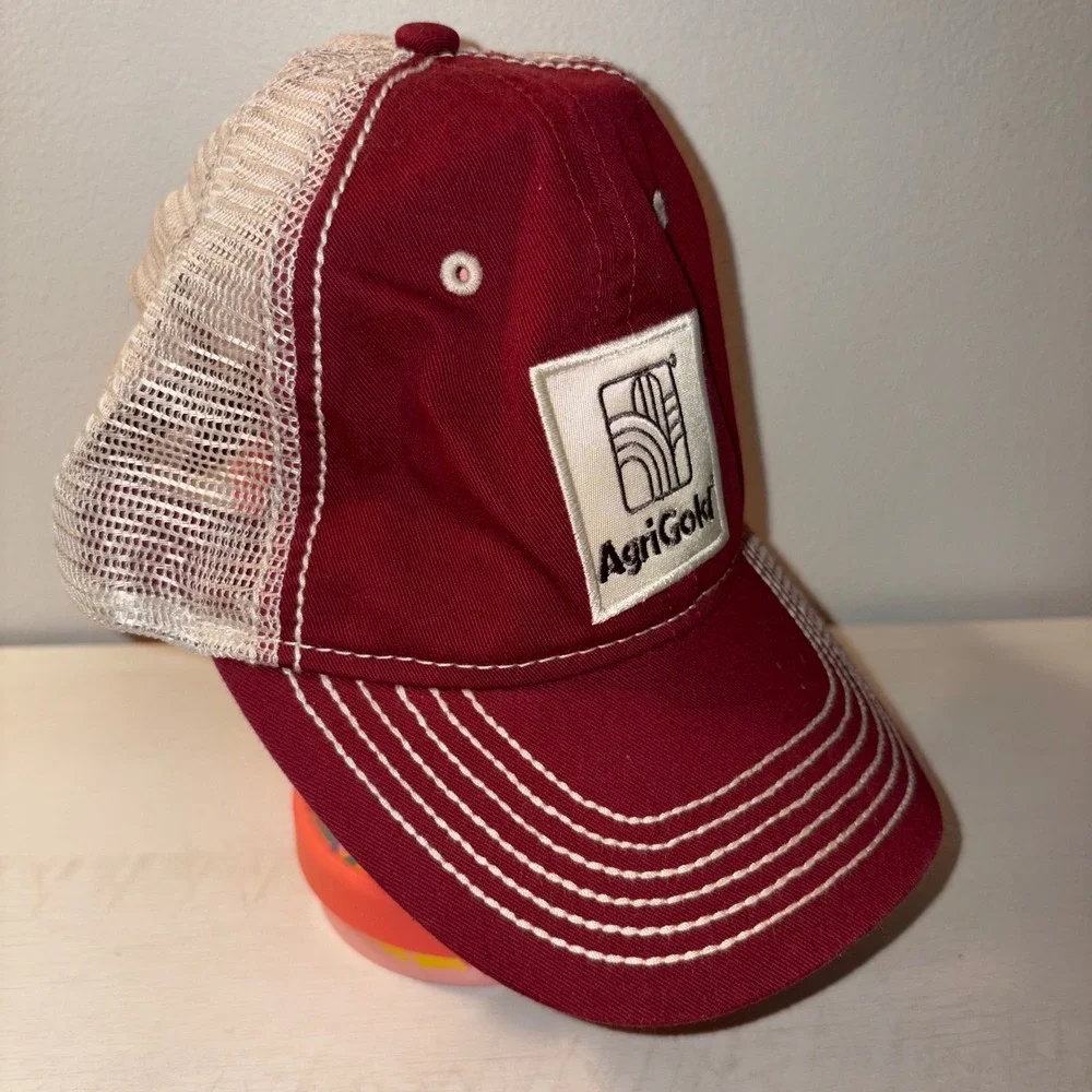 AgriGold Trucker Hat Baseball Cap Mesh Back Adjustable Burgundy‎